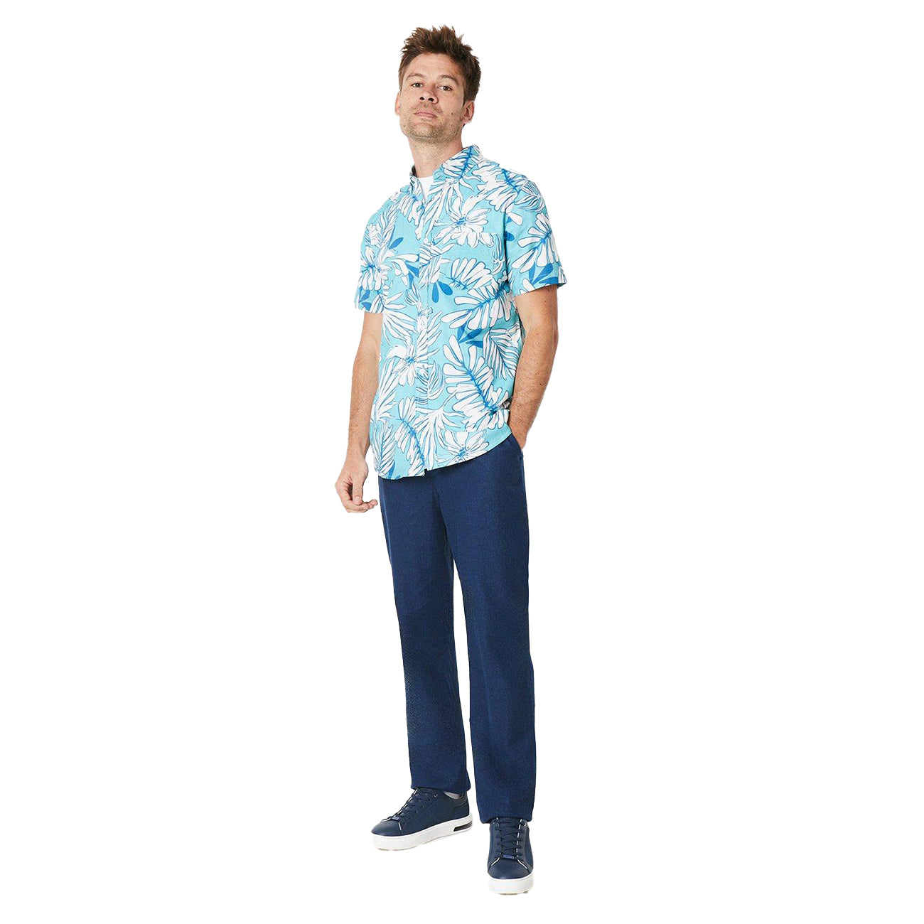 Blue - Lifestyle - Maine Mens Fern Short-Sleeved Shirt