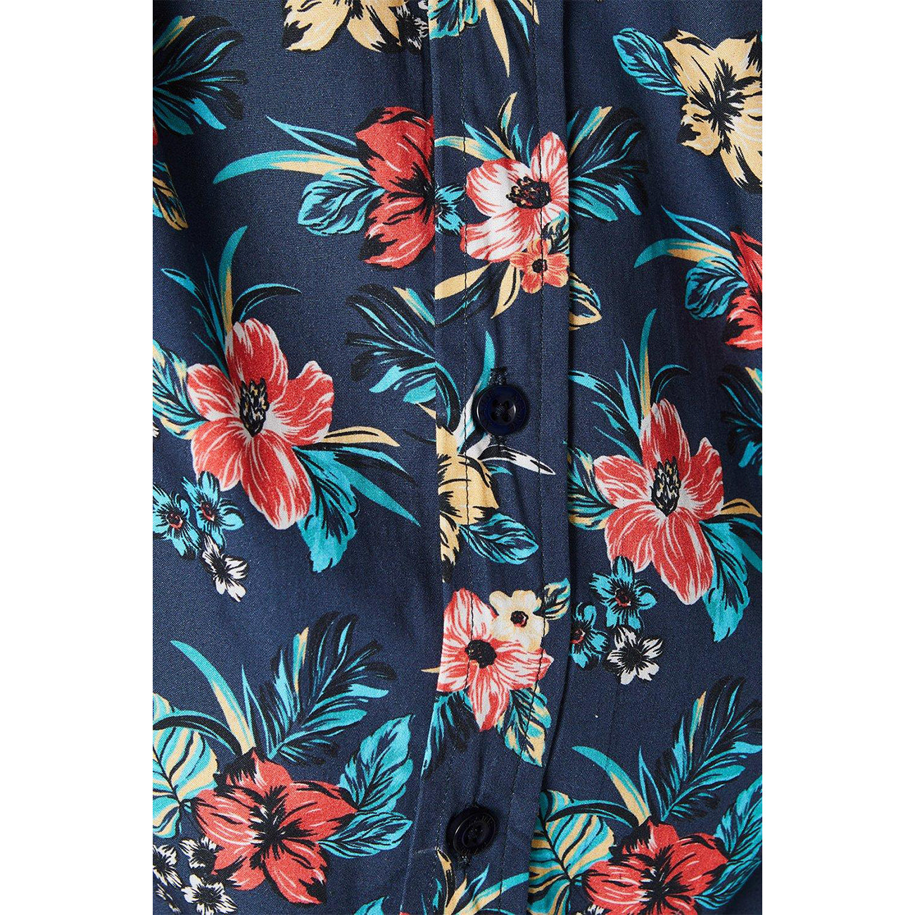 Blue - Lifestyle - Maine Mens Hibiscus Short-Sleeved Shirt