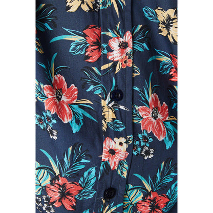 Blue - Lifestyle - Maine Mens Hibiscus Short-Sleeved Shirt