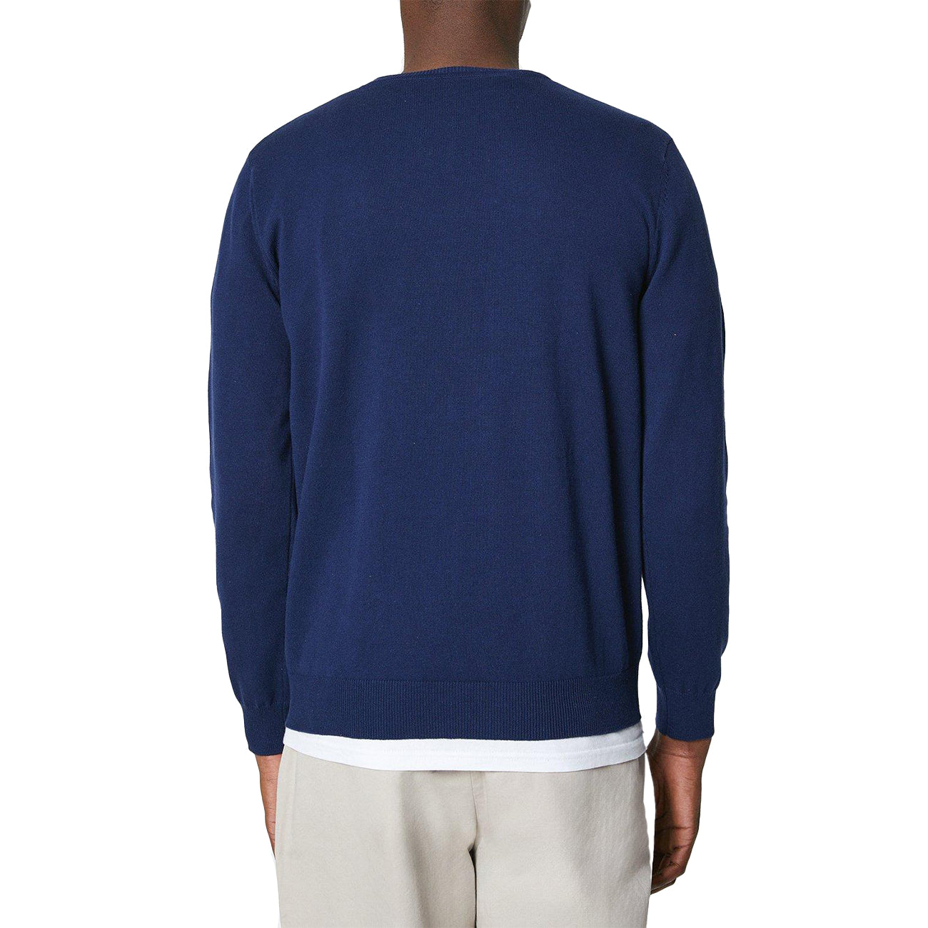 Navy - Back - Maine Mens Cotton Lightweight Jumper