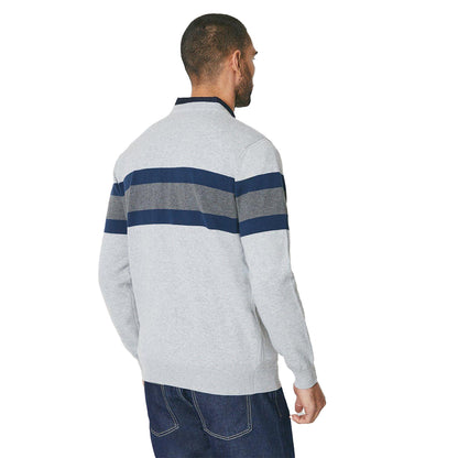 Light Grey - Back - Maine Mens Chest Stripe Crew Neck Jumper