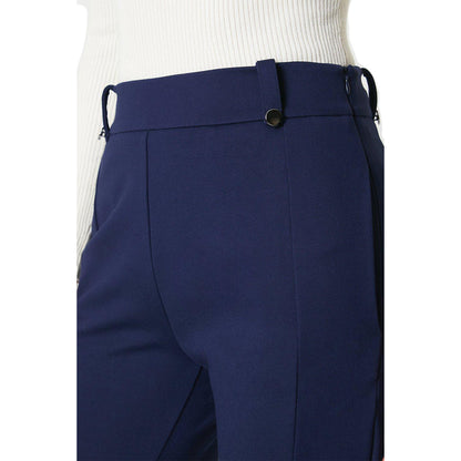 Navy - Side - Principles Womens-Ladies Ponte Waist Metal Trim Wide Leg Trousers