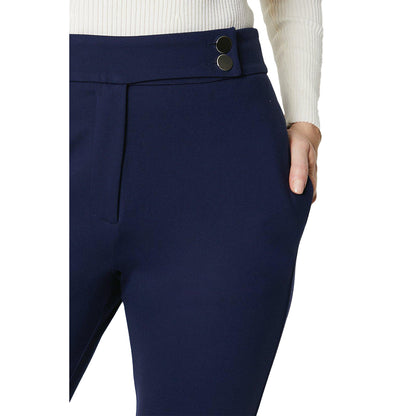Navy - Side - Principles Womens-Ladies Ponte Waist Metal Trim Bootcut Trousers