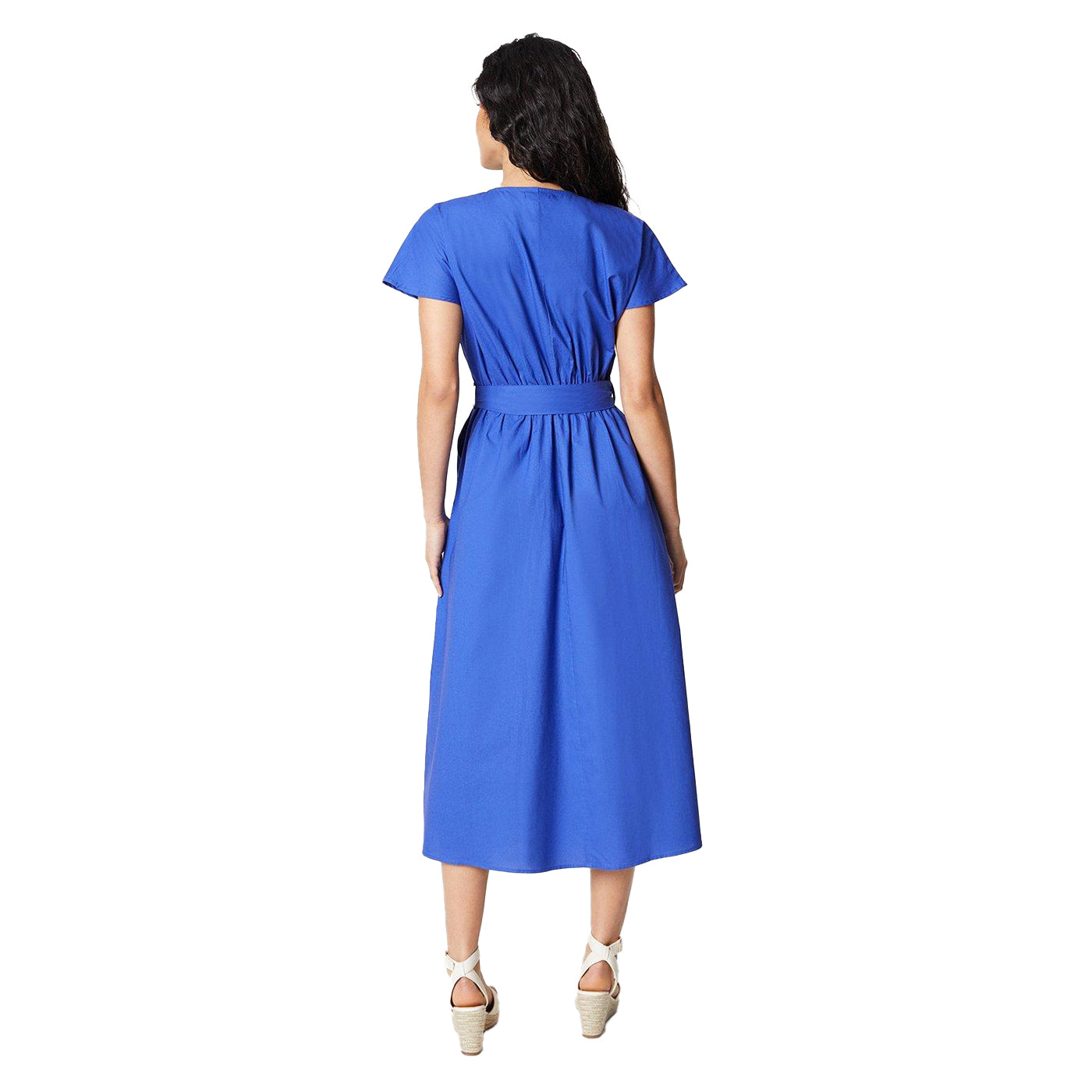 Powder Blue - Back - Principles Womens-Ladies Belted Poplin Zip Front Dress