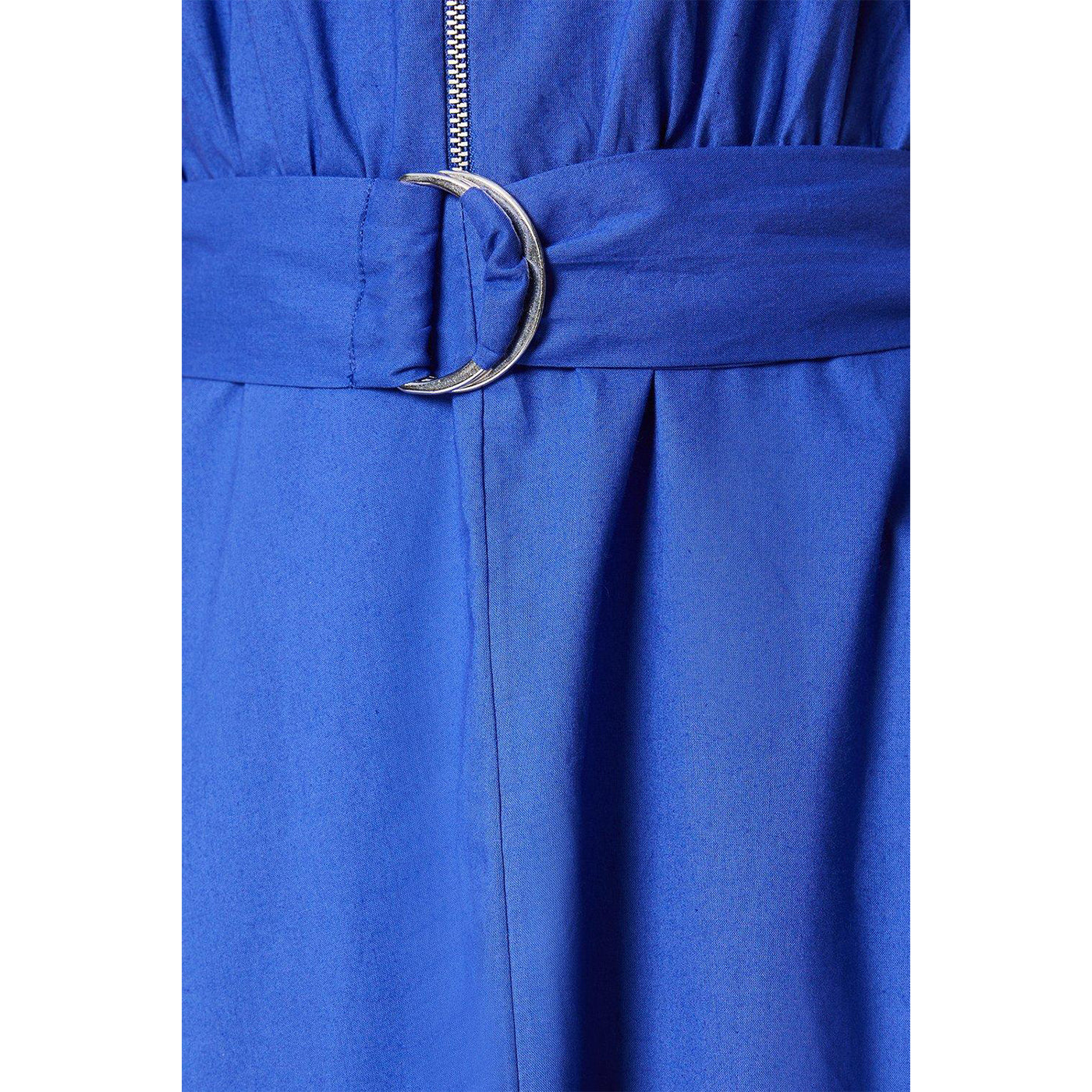Powder Blue - Side - Principles Womens-Ladies Belted Poplin Zip Front Dress
