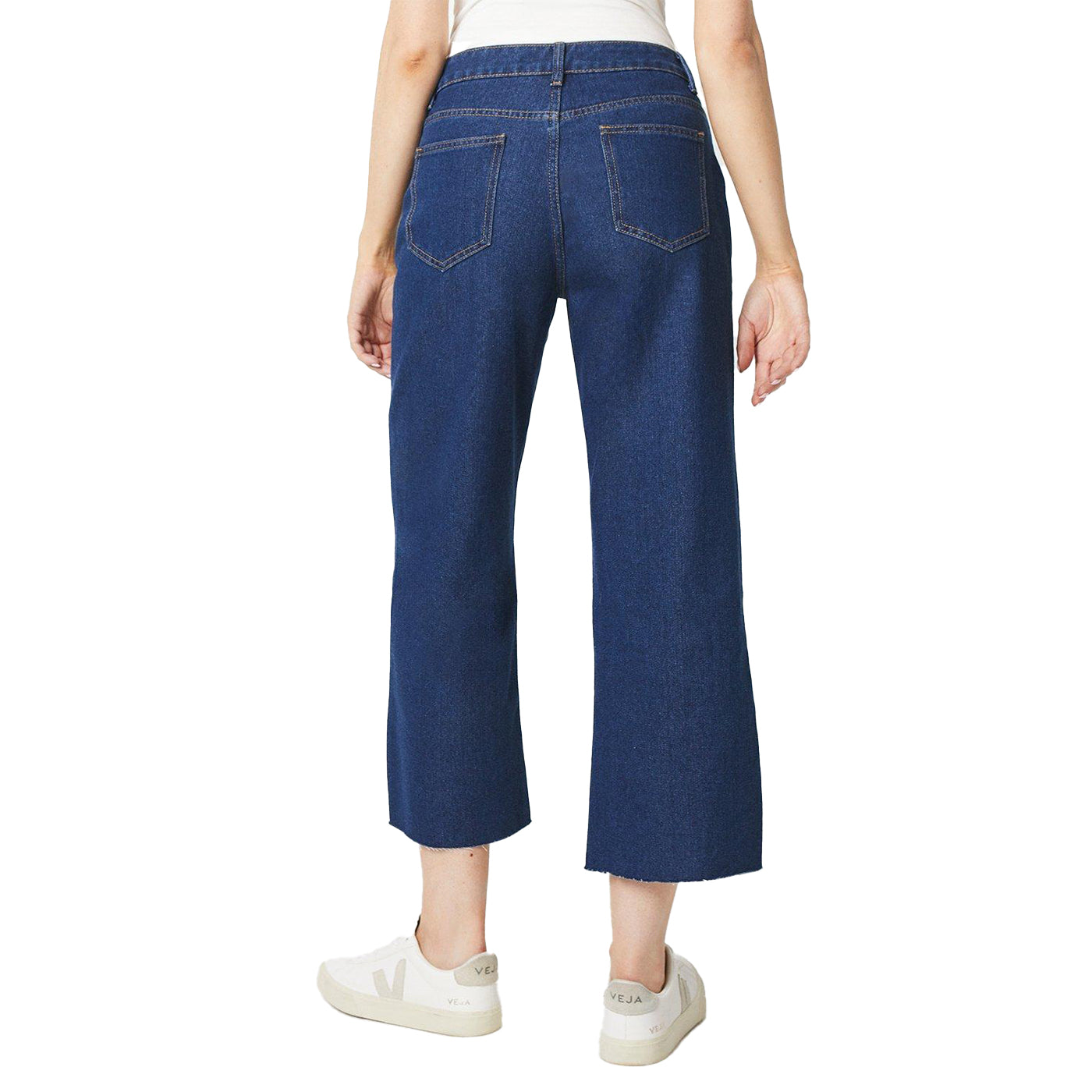 Dark Blue - Back - Principles Womens-Ladies 7-8 Petite Wide Leg Jeans