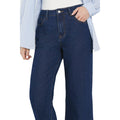 Dark Blue - Side - Principles Womens-Ladies 7-8 Petite Wide Leg Jeans