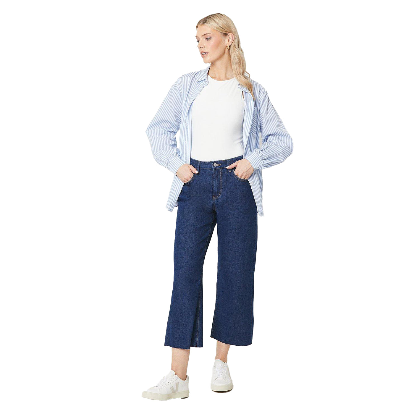 Dark Blue - Lifestyle - Principles Womens-Ladies 7-8 Petite Wide Leg Jeans