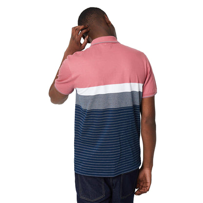 Rose - Back - Maine Mens Rome Placement Stripe Polo Shirt