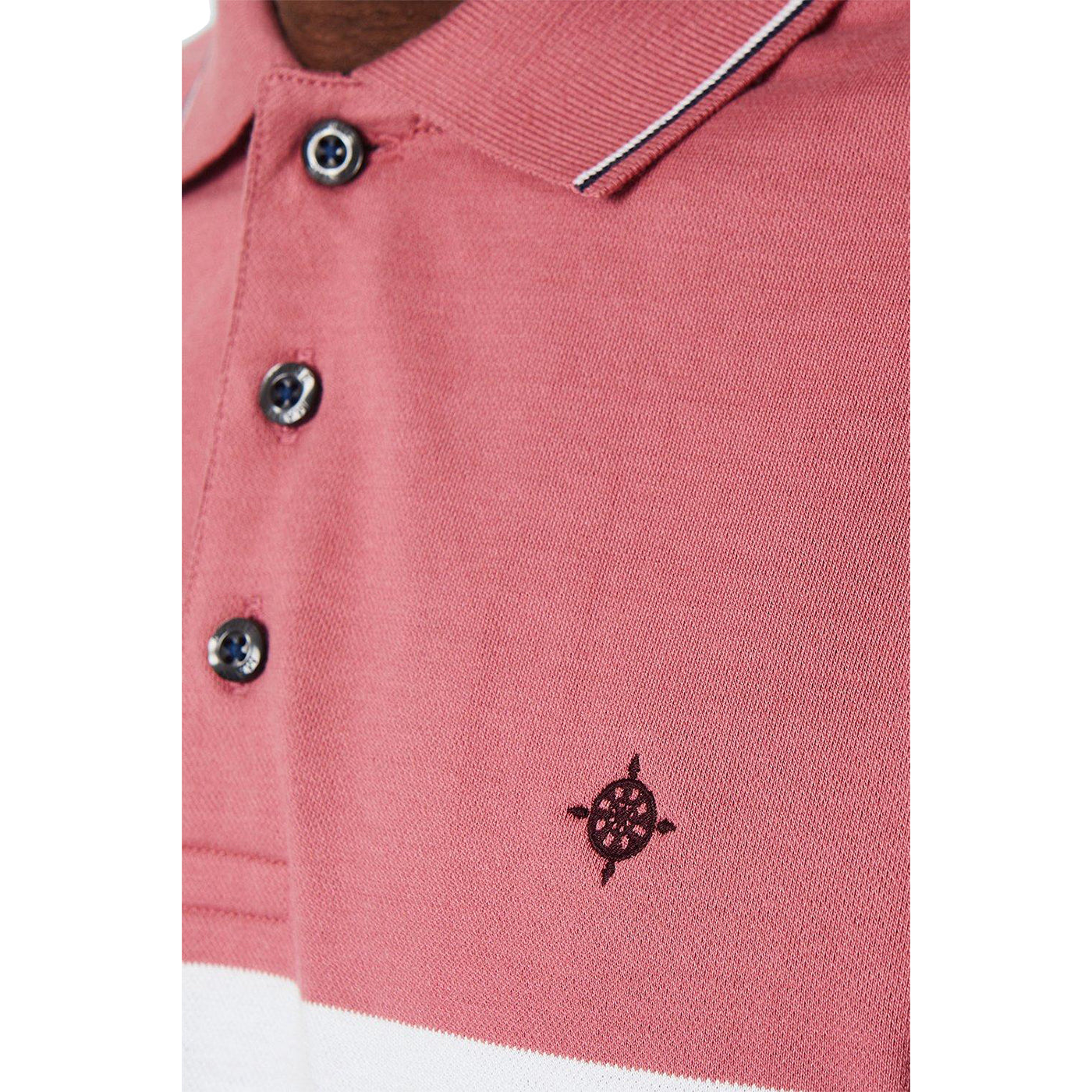 Rose - Side - Maine Mens Rome Placement Stripe Polo Shirt