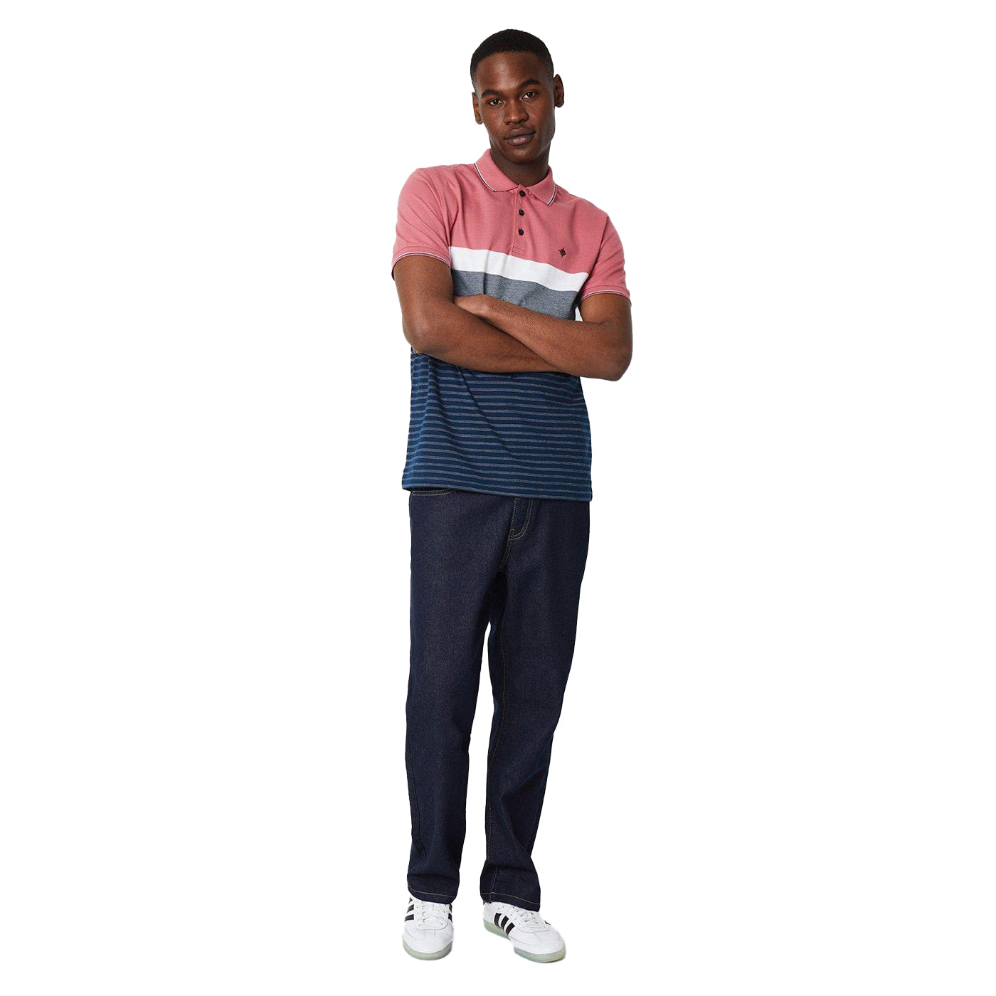Rose - Lifestyle - Maine Mens Rome Placement Stripe Polo Shirt