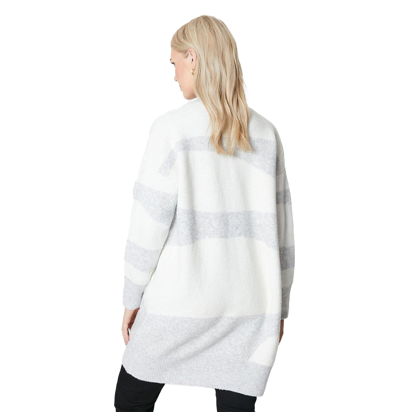 Grey - Back - Principles Womens-Ladies Edge To Edge Cardigan