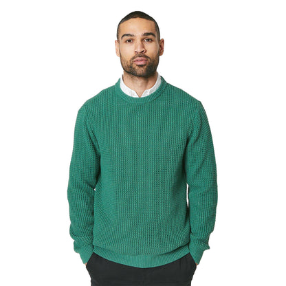 Khaki Green - Front - Maine Mens Moss Stitch Crew Neck Jumper