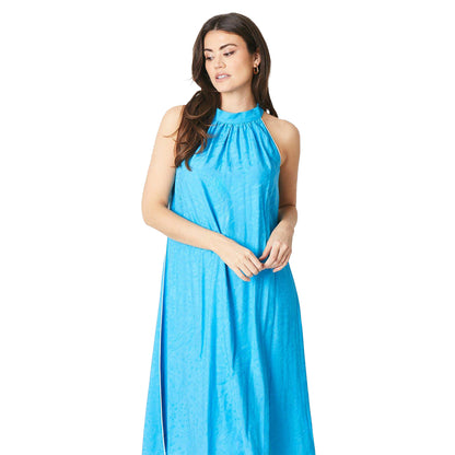 Blue - Lifestyle - Principles Womens-Ladies Jacquard Halter Neck Midi Dress