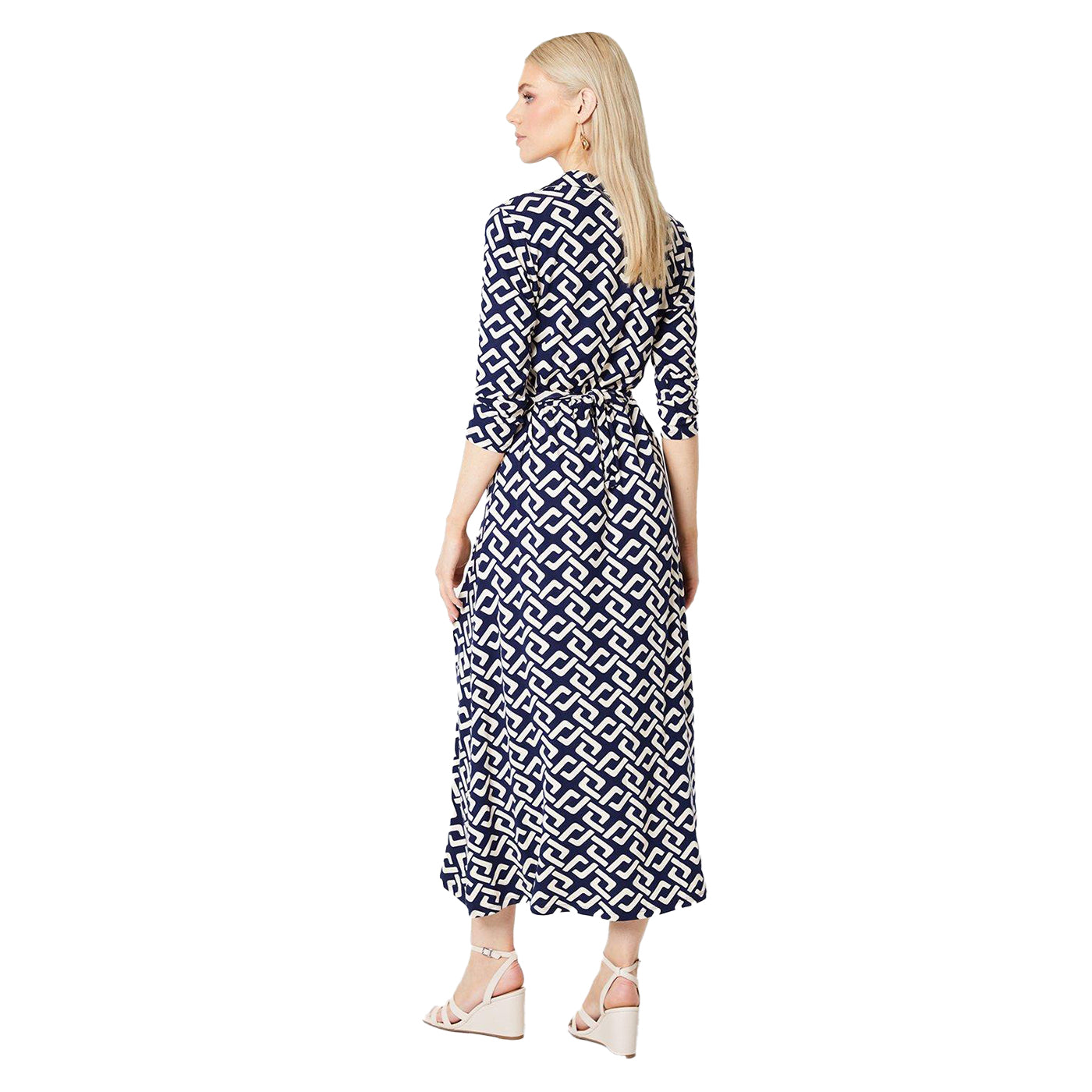 Navy - Back - Principles Womens-Ladies Collared Jersey Wrap Dress