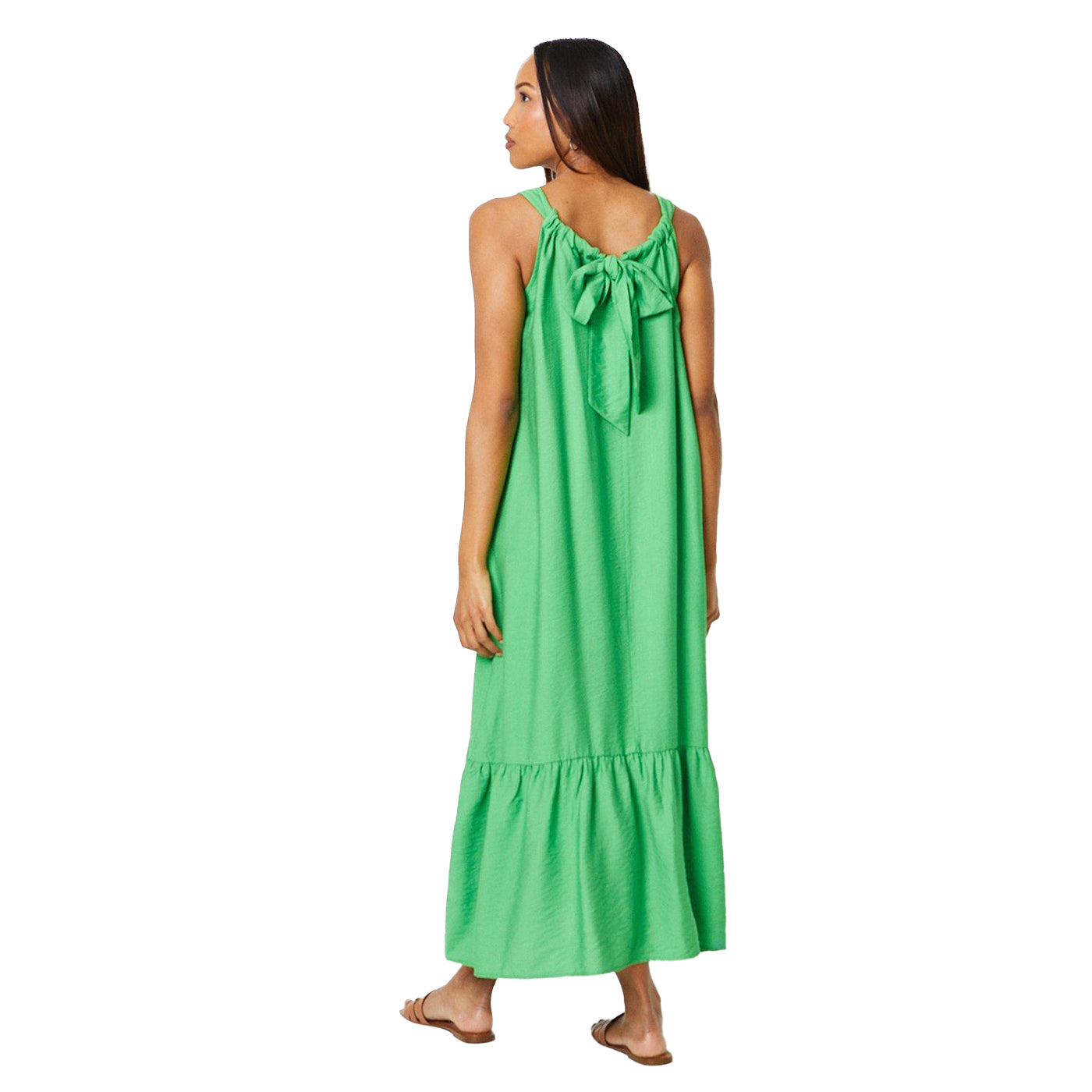 Green - Back - Principles Womens-Ladies Tiered Halter Neck Midi Dress