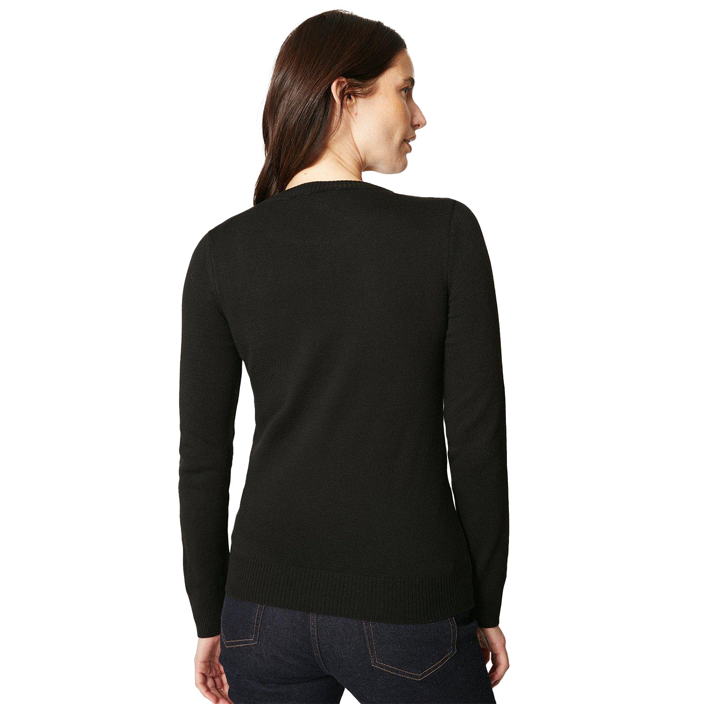 Black - Back - Maine Womens-Ladies Crew Neck Long-Sleeved Jumper