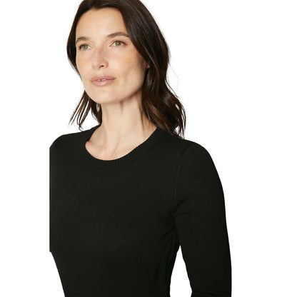 Black - Side - Maine Womens-Ladies Crew Neck Long-Sleeved Jumper