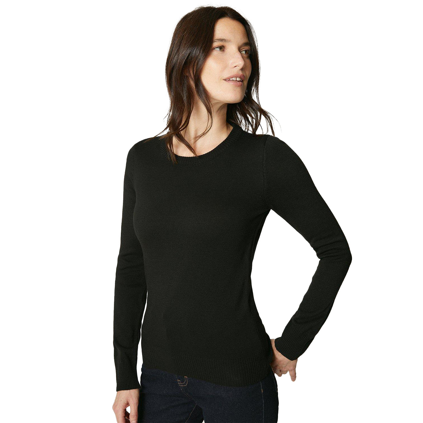 Black - Front - Maine Womens-Ladies Crew Neck Long-Sleeved Jumper