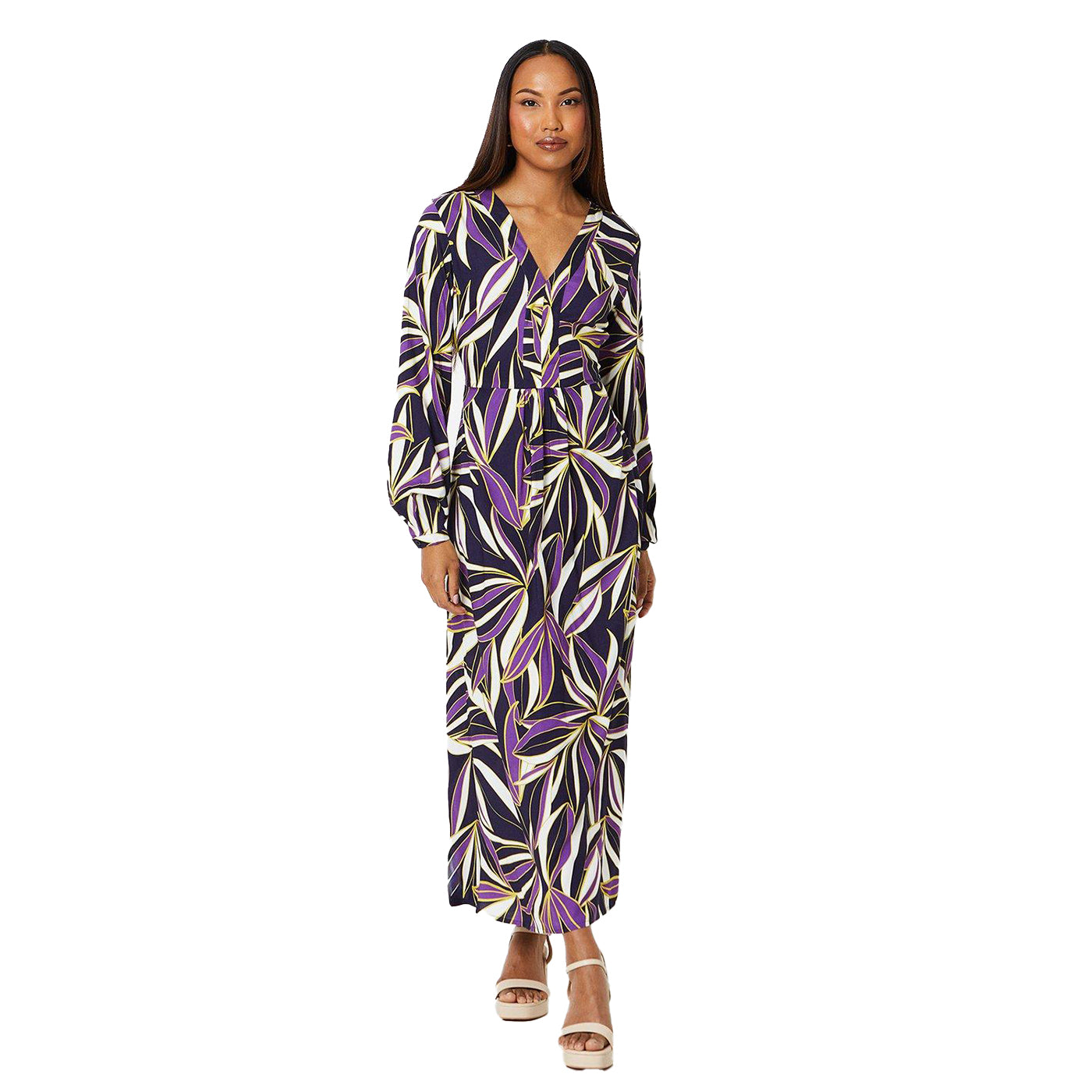 Navy - Front - Principles Womens-Ladies Botanical Volume Maxi Dress