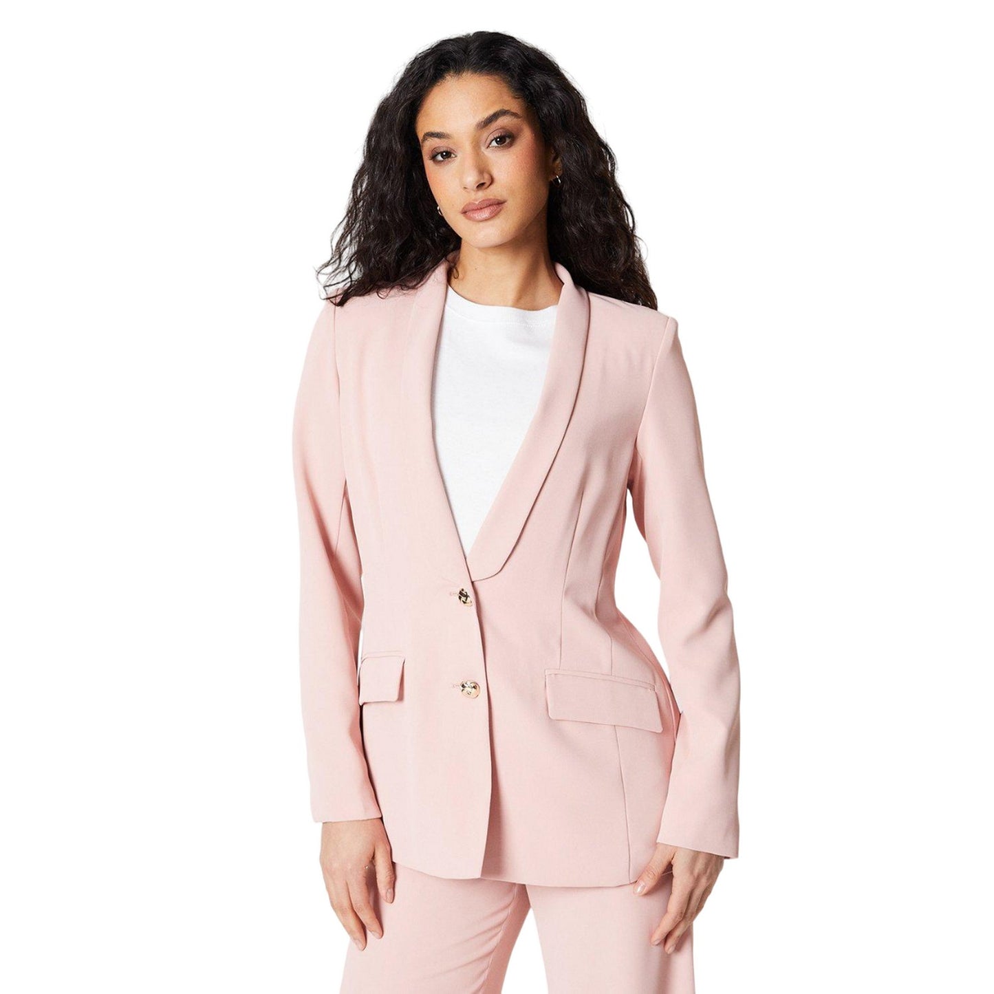 Pink - Front - Principles Womens-Ladies Button Shawl Collar Blazer