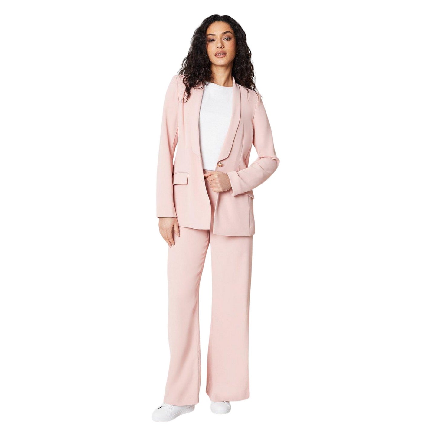 Pink - Side - Principles Womens-Ladies Button Shawl Collar Blazer