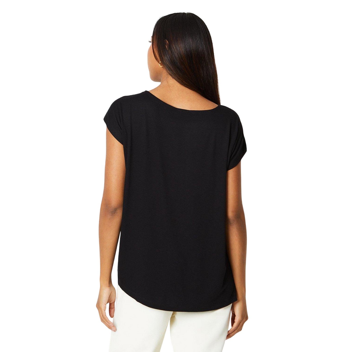 Black - Back - Principles Womens-Ladies Plain Satin Top
