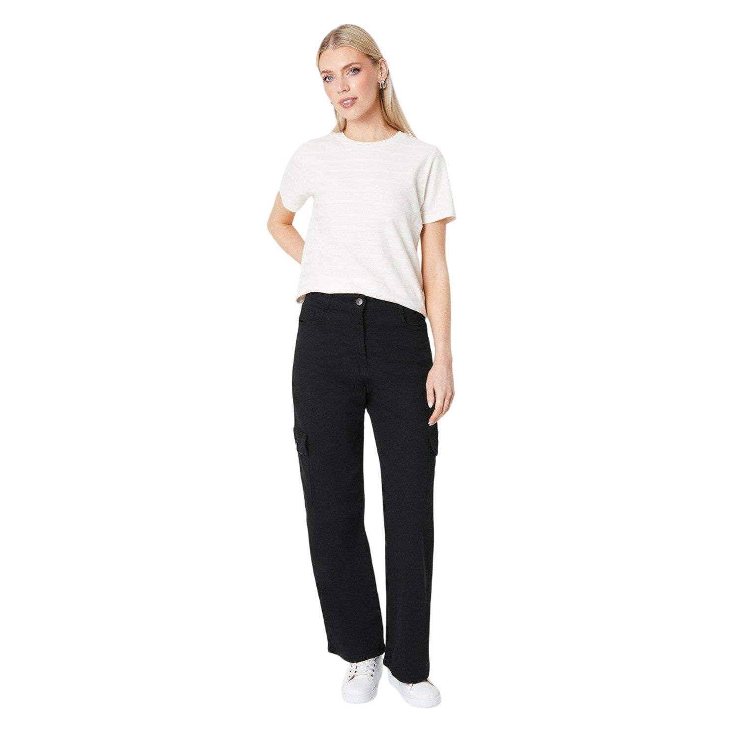Black - Side - Principles Womens-Ladies Cargo Jeans