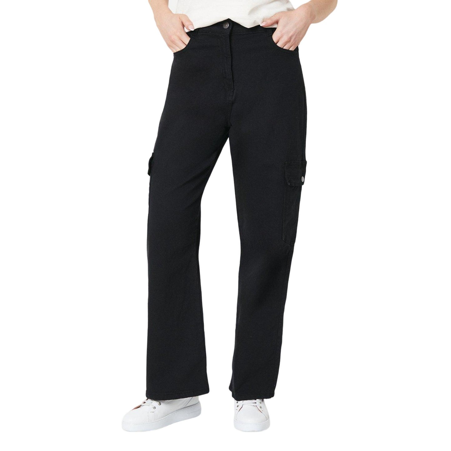 Black - Front - Principles Womens-Ladies Cargo Jeans