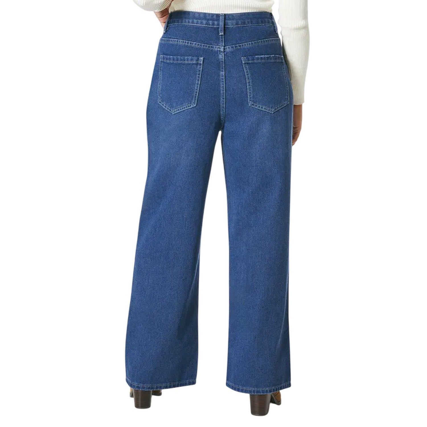 Dark Blue - Back - Principles Womens-Ladies Petite Wide Leg Jeans