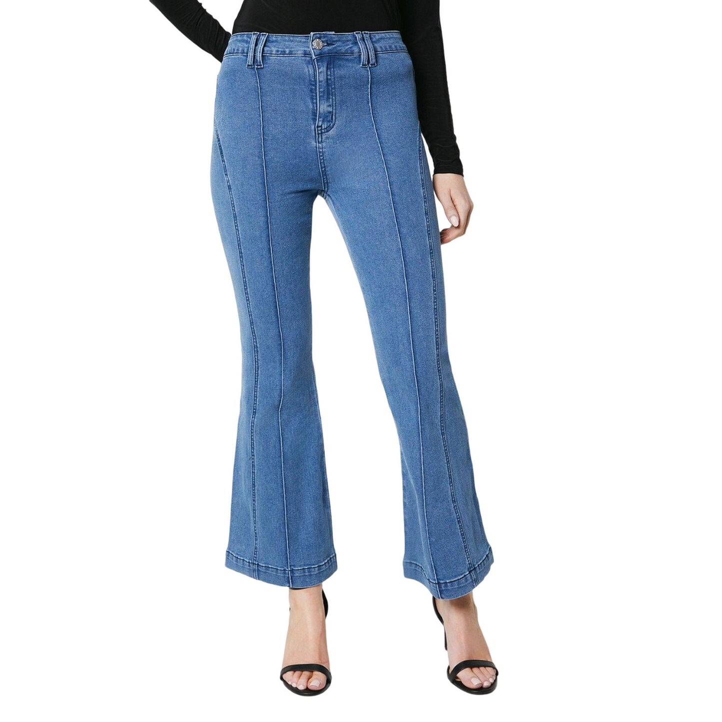 Mid Wash - Front - Principles Womens-Ladies Flared Hem Petite Jeans