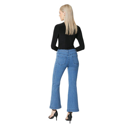 Mid Wash - Back - Principles Womens-Ladies Flared Hem Petite Jeans