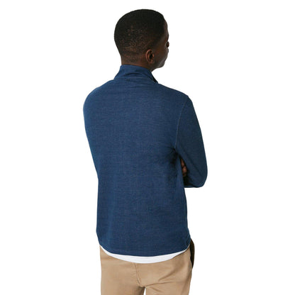 Blue - Back - Maine Mens Denim Look Zip Neck Pullover