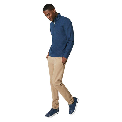Blue - Side - Maine Mens Denim Look Zip Neck Pullover