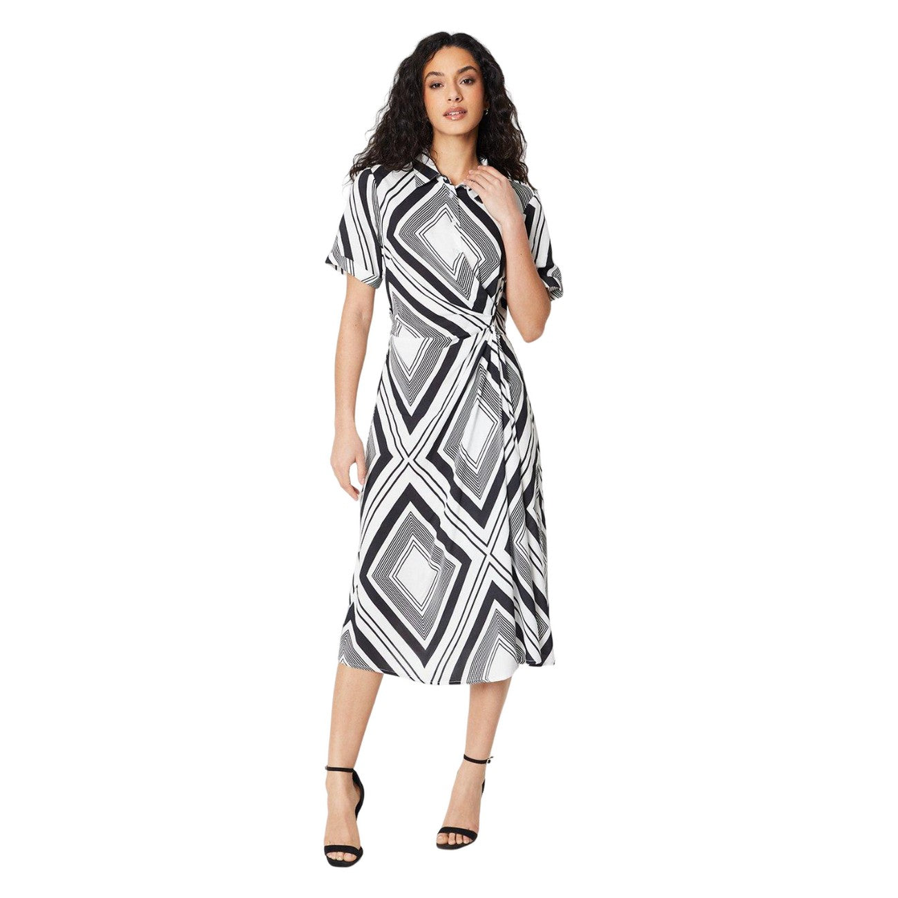 Monochrome - Front - Principles Womens-Ladies Geometric Drape Detail Shirt Dress