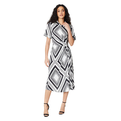Monochrome - Front - Principles Womens-Ladies Geometric Drape Detail Shirt Dress