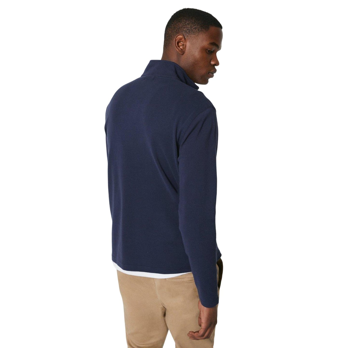 Navy - Back - Maine Mens Interlock Half Zip Long-Sleeved Sweatshirt