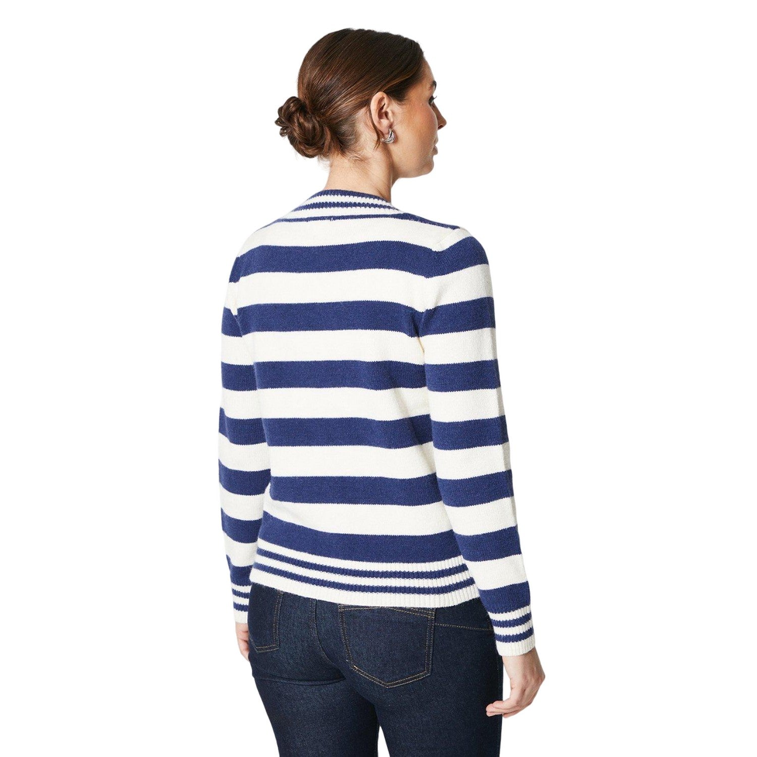 Ivory - Back - Principles Womens-Ladies Striped Button Front Cardigan