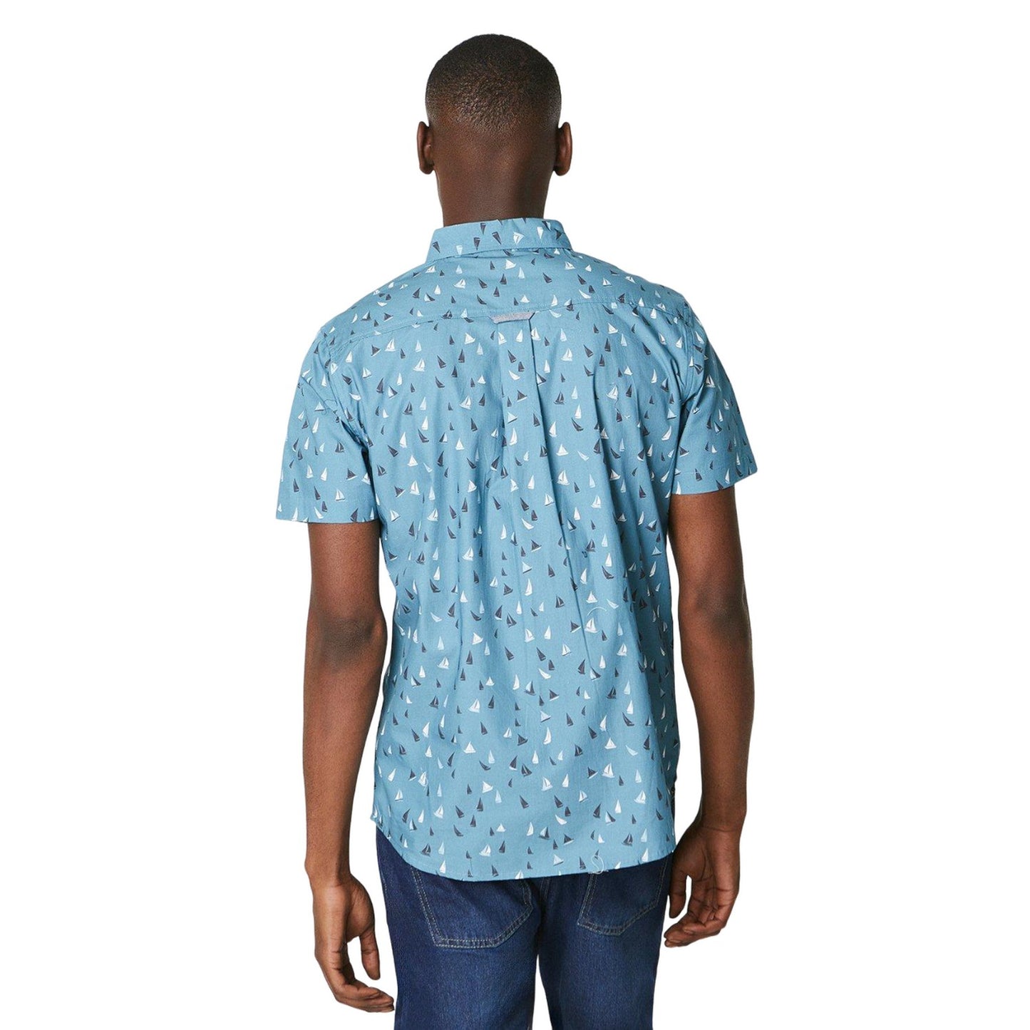Blue - Back - Maine Mens Boat Short-Sleeved Shirt