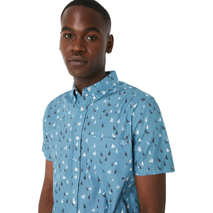 Blue - Side - Maine Mens Boat Short-Sleeved Shirt