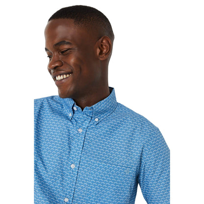 Blue - Side - Maine Mens Fan Short-Sleeved Shirt