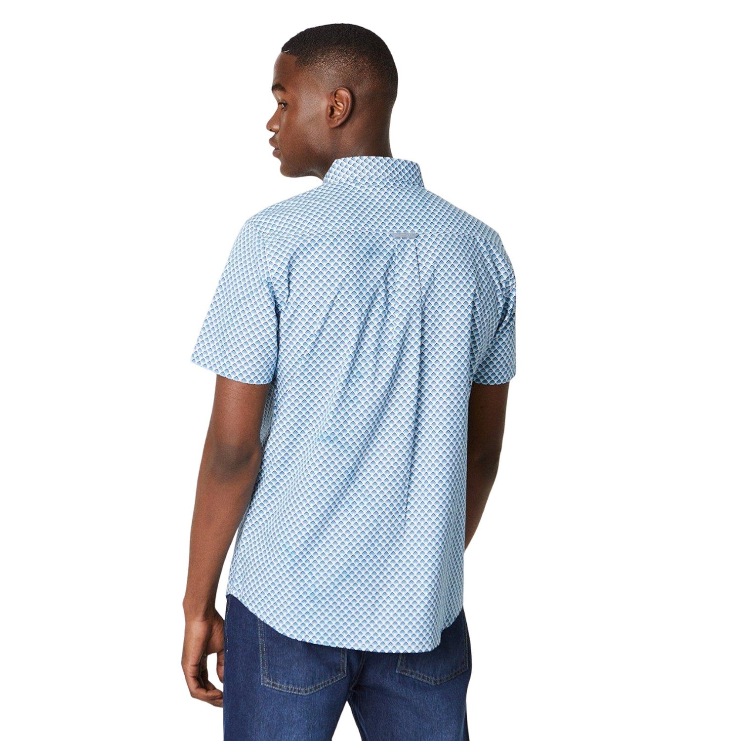 Navy - Back - Maine Mens Arrow Print Short-Sleeved Shirt