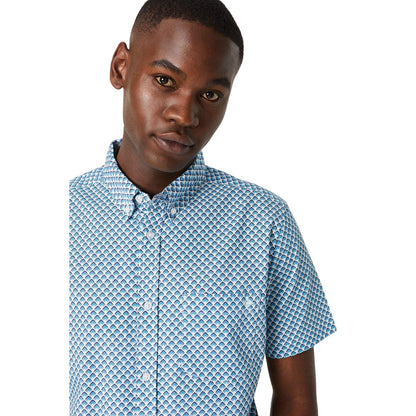 Navy - Side - Maine Mens Arrow Print Short-Sleeved Shirt