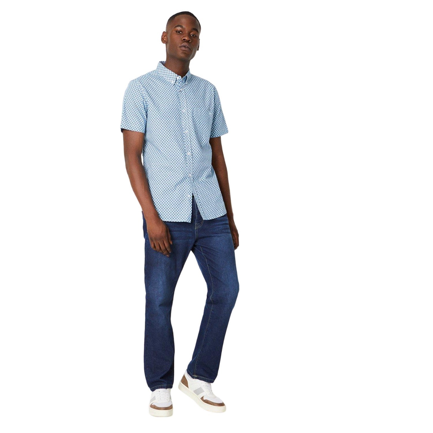 Navy - Lifestyle - Maine Mens Arrow Print Short-Sleeved Shirt