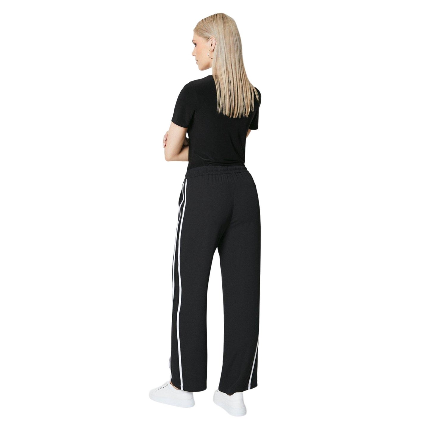 Neutral - Back - Principles Womens-Ladies Side Stripe Elasticated Waist Wide Leg Trousers