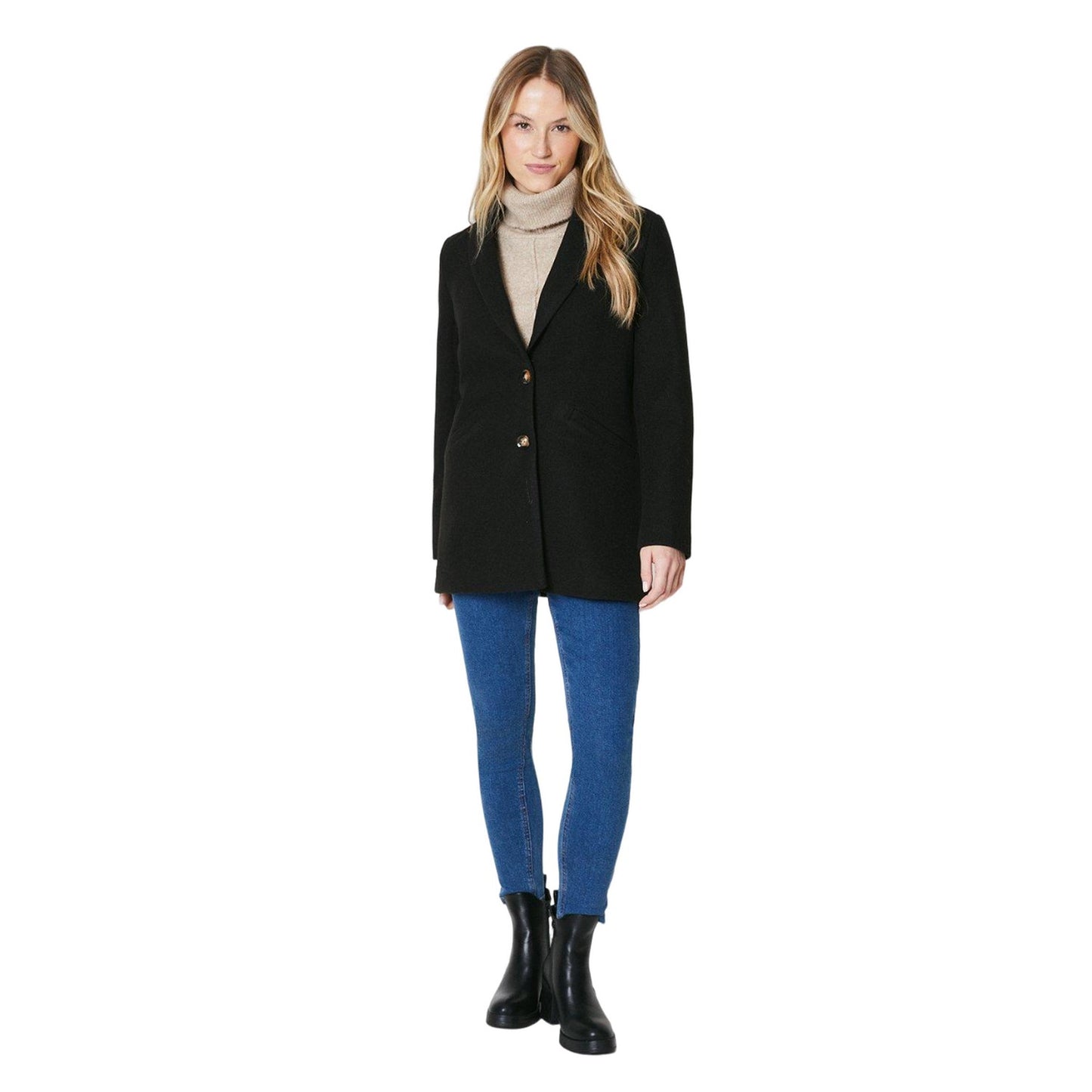 Black - Side - Maine Womens-Ladies Single-Breasted Coat