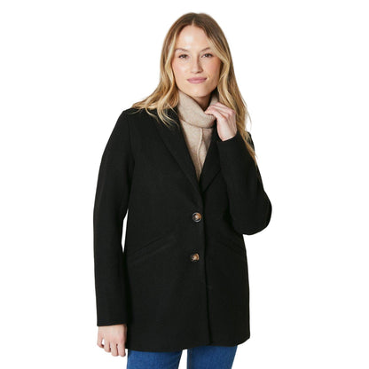 Black - Front - Maine Womens-Ladies Single-Breasted Coat