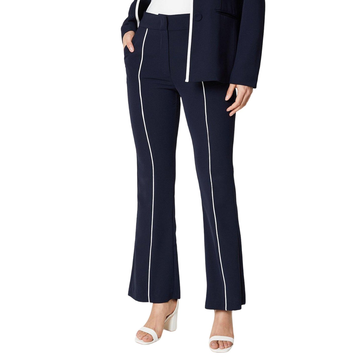 Navy - Front - Principles Womens-Ladies Piped Bootcut Trousers