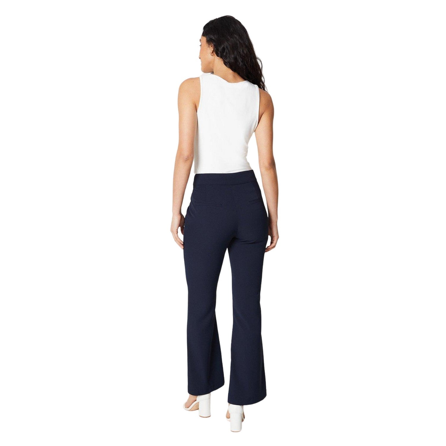 Navy - Back - Principles Womens-Ladies Piped Bootcut Trousers