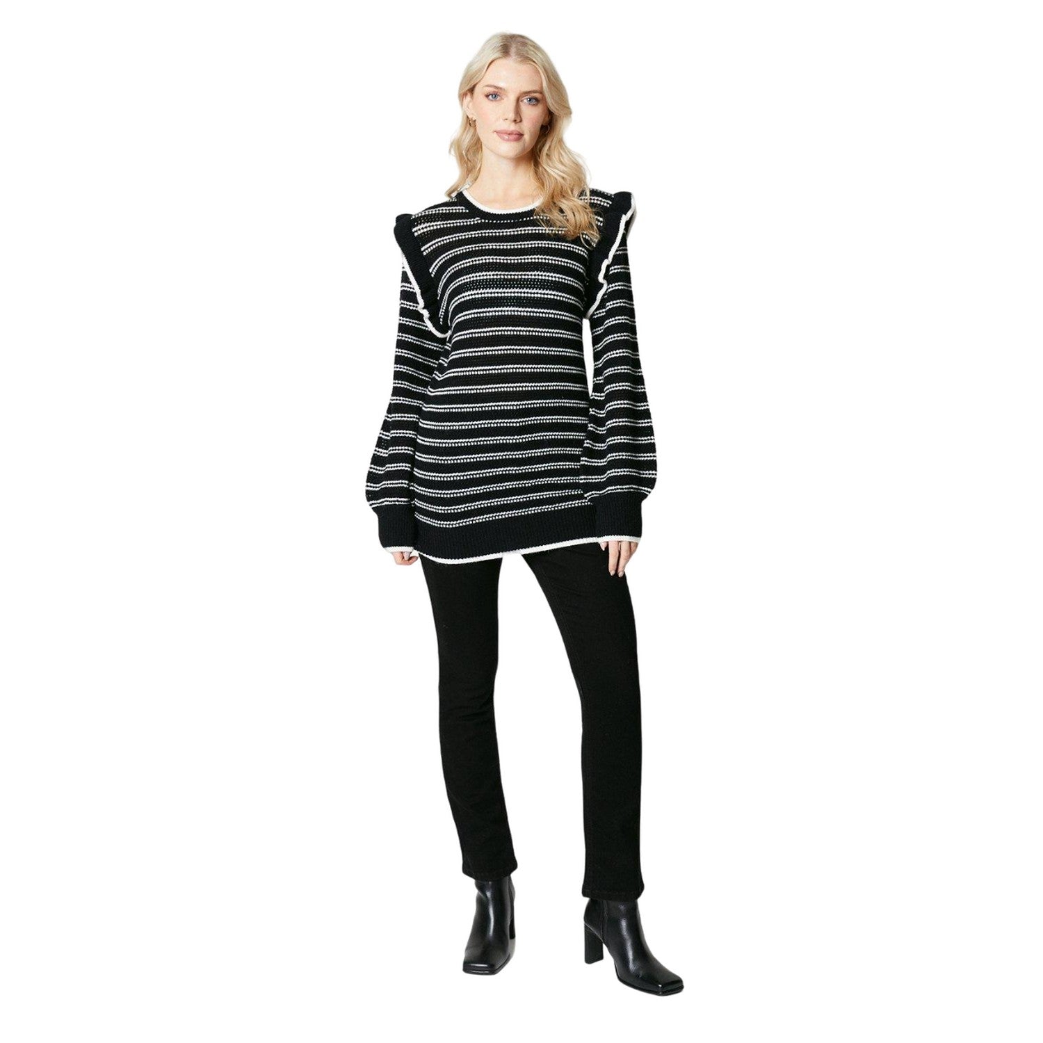 Black - Side - Principles Womens-Ladies Stripe Frill Tunic